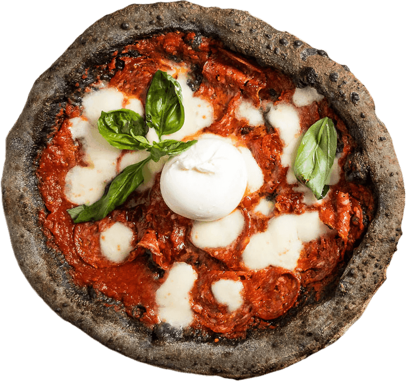 Charcoal margherita pizza at Zia Lucia, West Hampstead, London