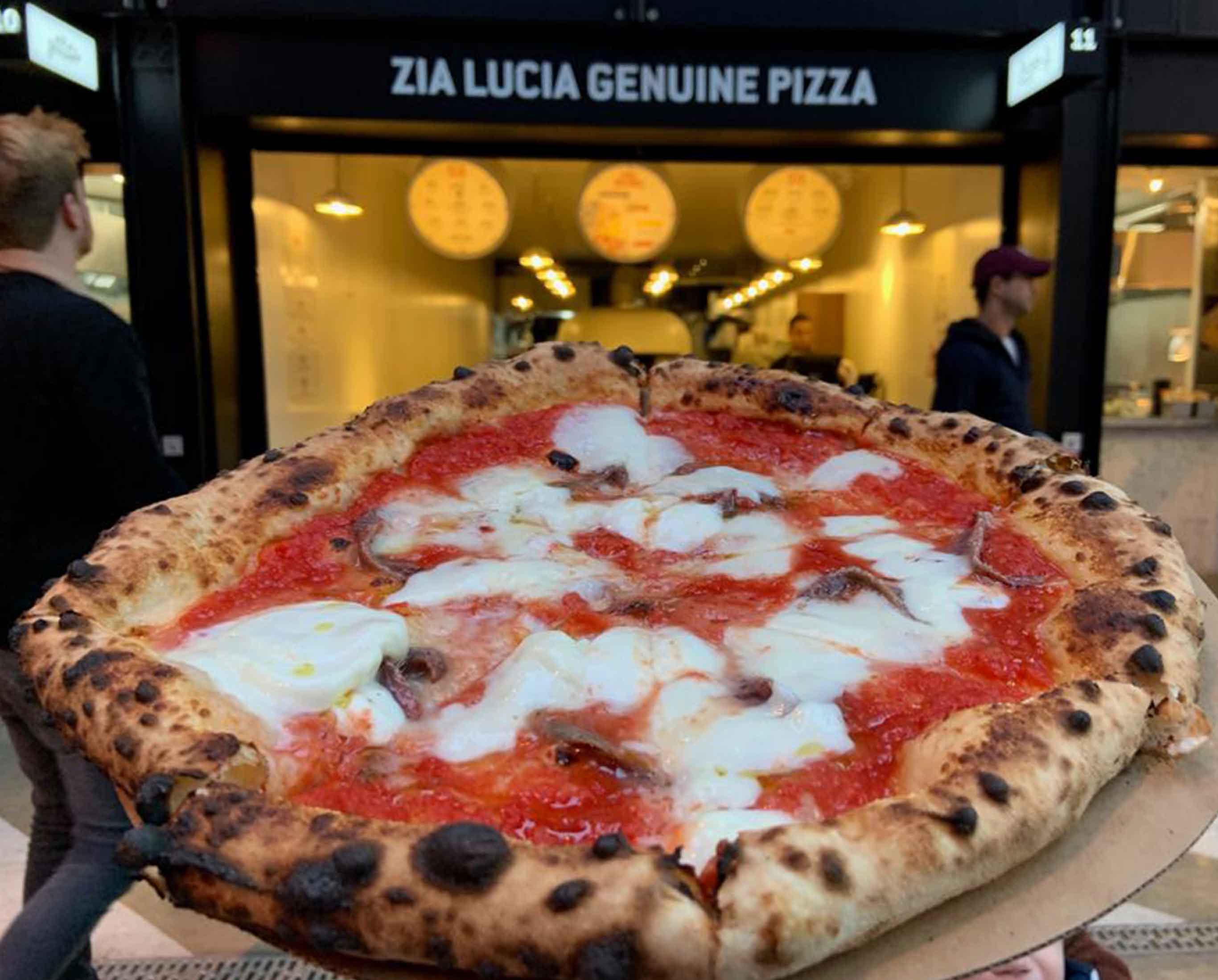 Neapolitan pizza with anchovies at Zia Lucia, West Hampstead, London