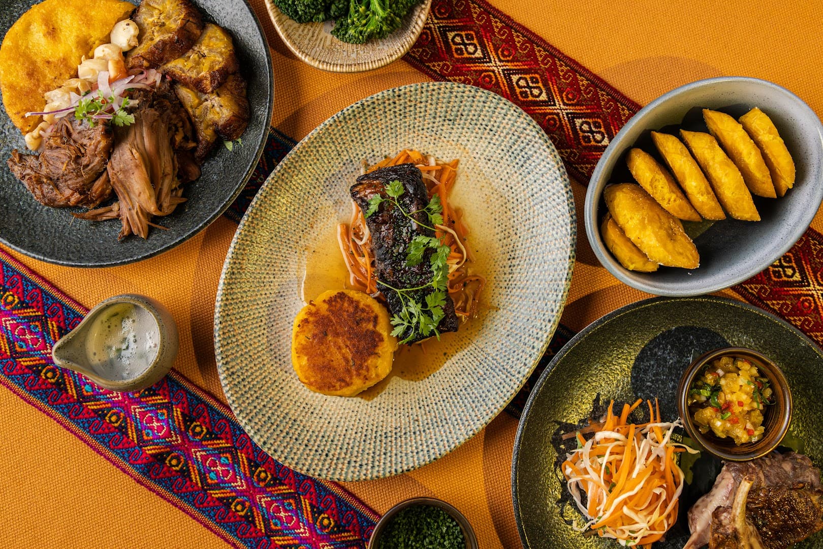 Peruvian dishes spread at El Inca Plebeyo Restaurant, London