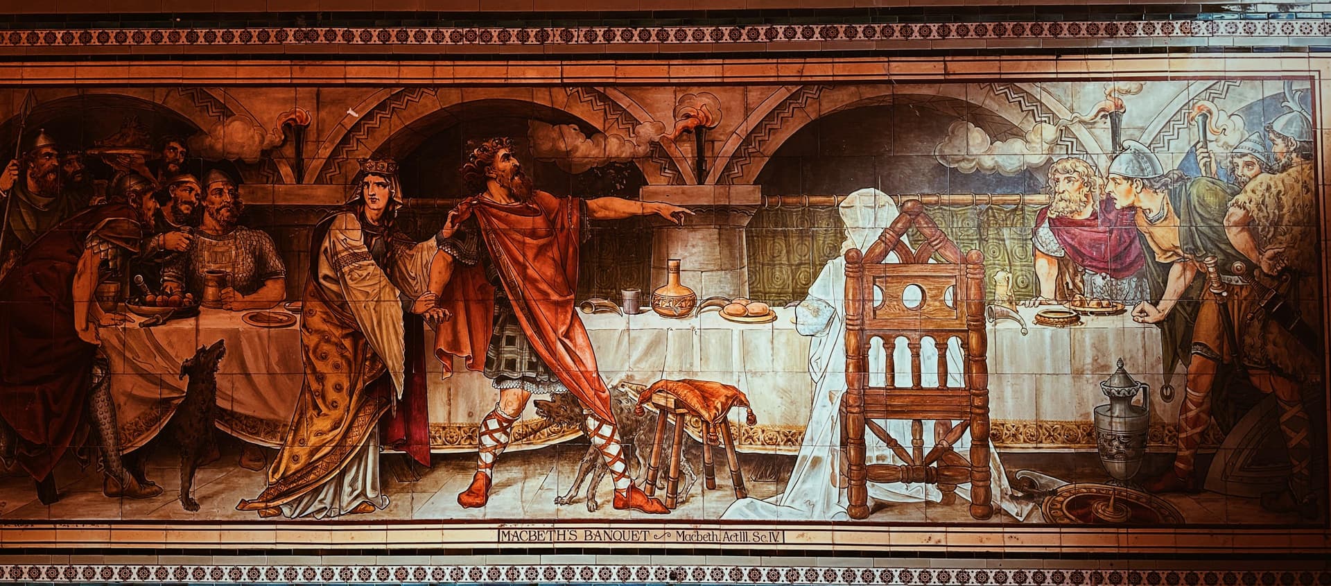 Macbeth's Banquet tile mural at The Macbeth, London