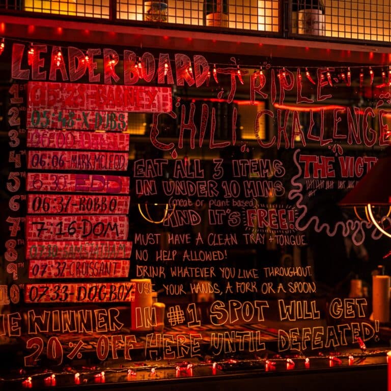 Challenge leaderboard at MEATliquor Bar & Diner Northcote Road, London