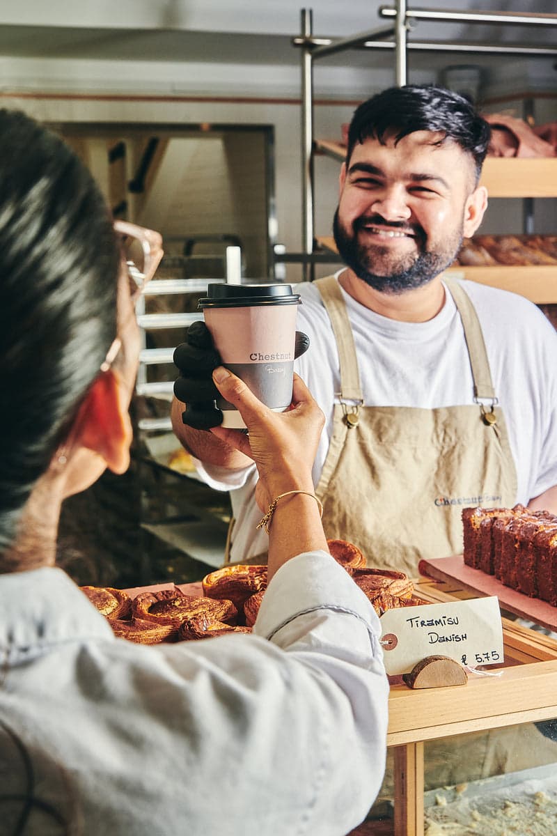 Customer service counter at Chestnut Bakery, Covent Garden, London