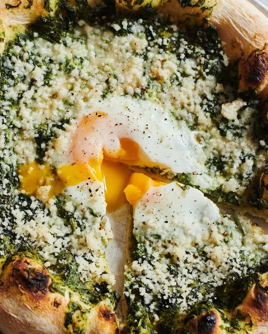 Brunch pizza with egg at POLPO Italian Restaurant Chelsea, London