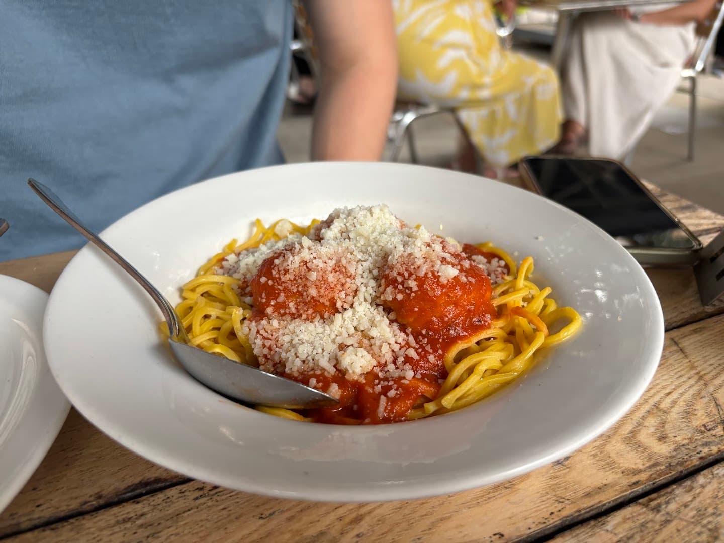 Spaghetti meatballs parmesan at POLPO Italian Restaurant Chelsea, London