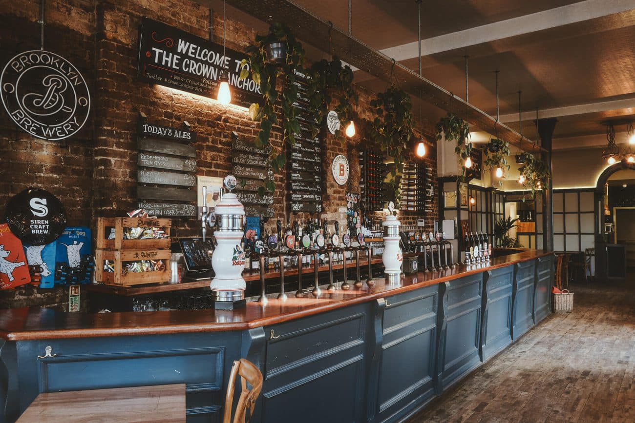 Bar area at Crown & Anchor, London