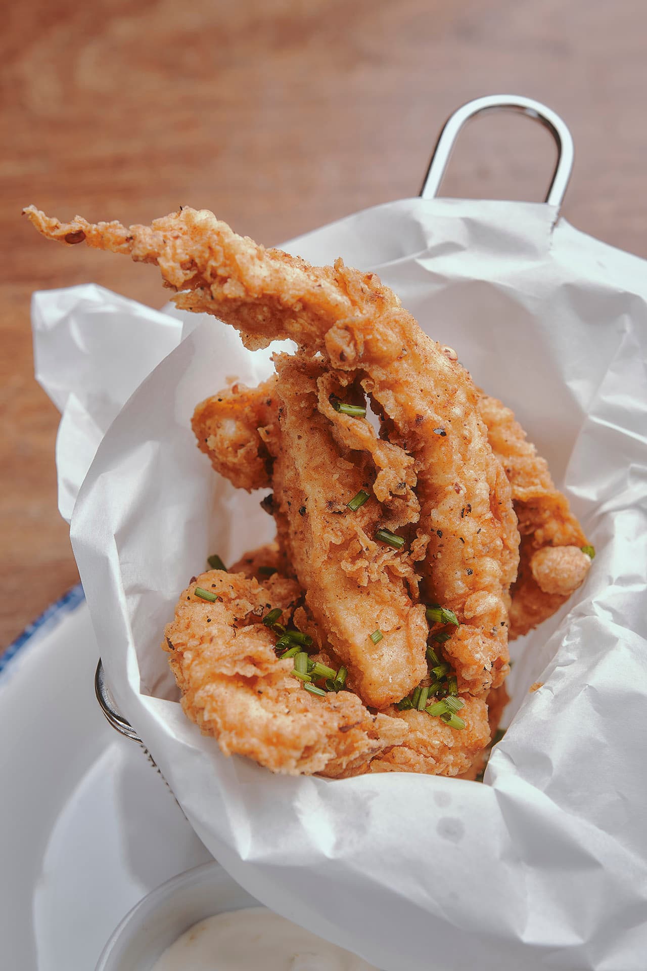 Crispy fried seafood at Crown & Anchor, London