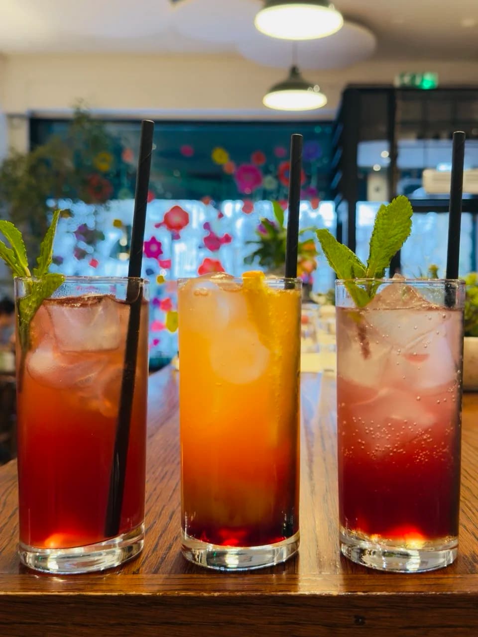 Iced cocktails trio at Greenberry Café, London