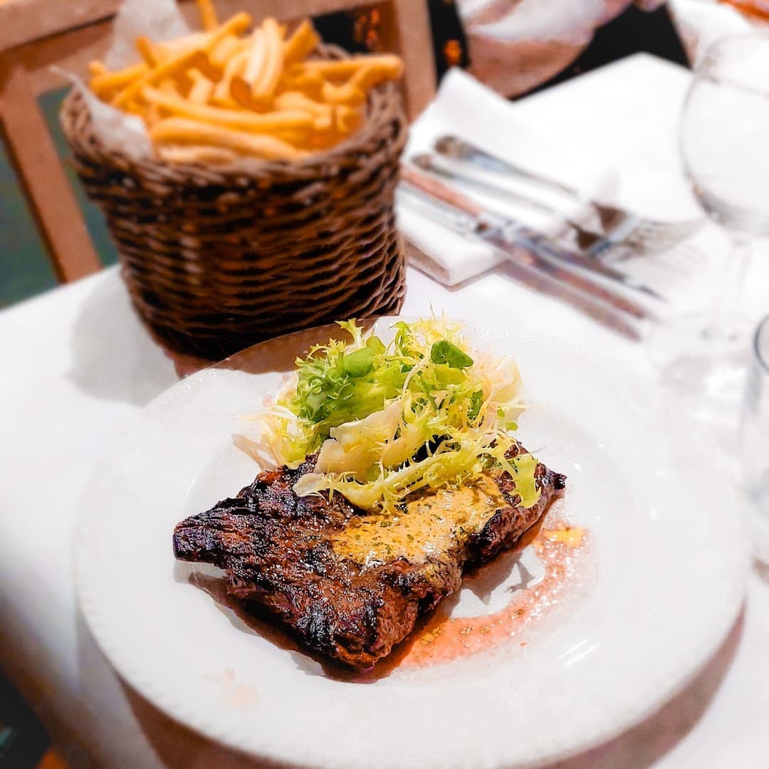 Grilled steak and fries at La Bouffe, London