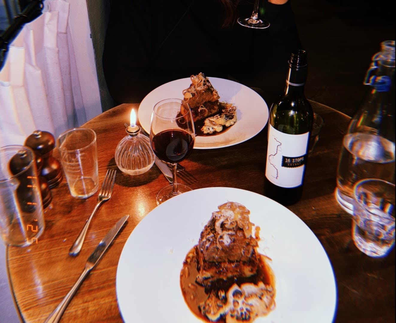 Evening dinner service with wine at The Apollo Arms Public House, London