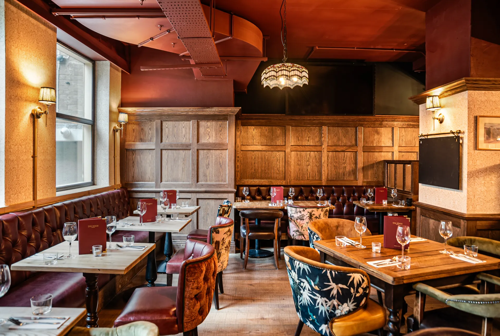 Main dining room at The Wren Tavern, London