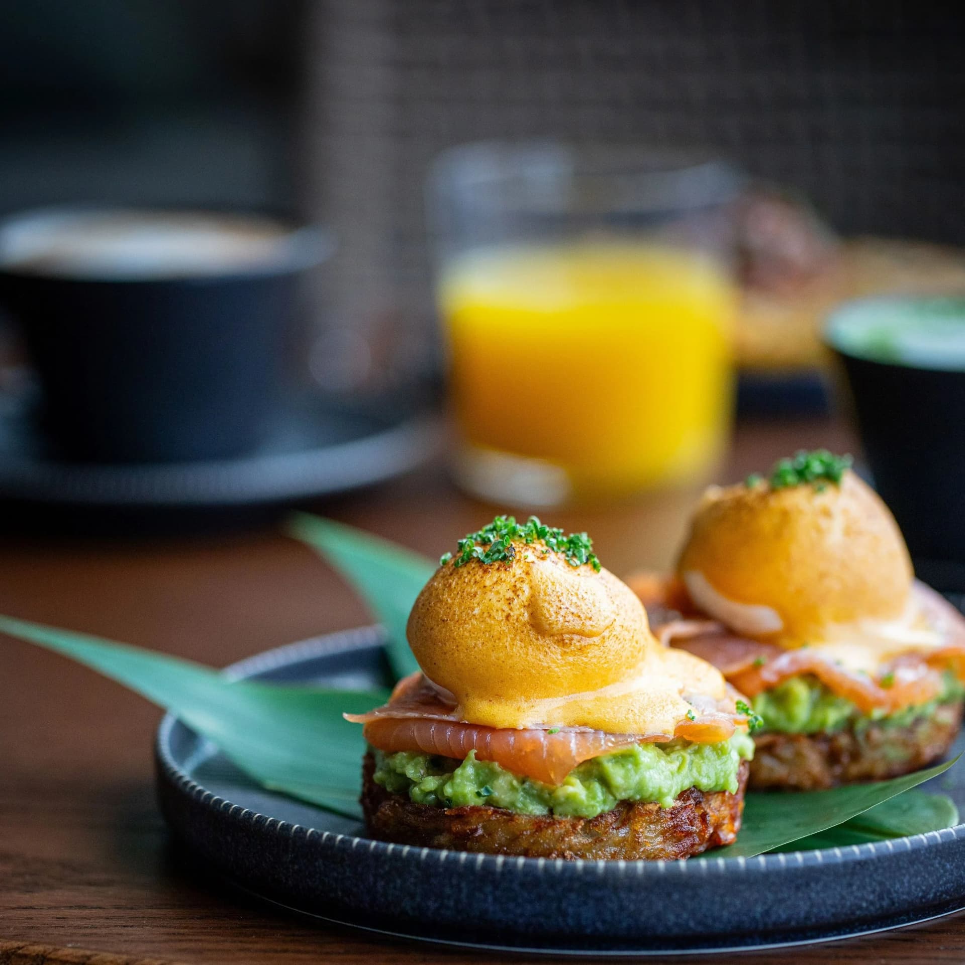 Eggs Benedict with avocado and salmon at Los Mochis London City, London