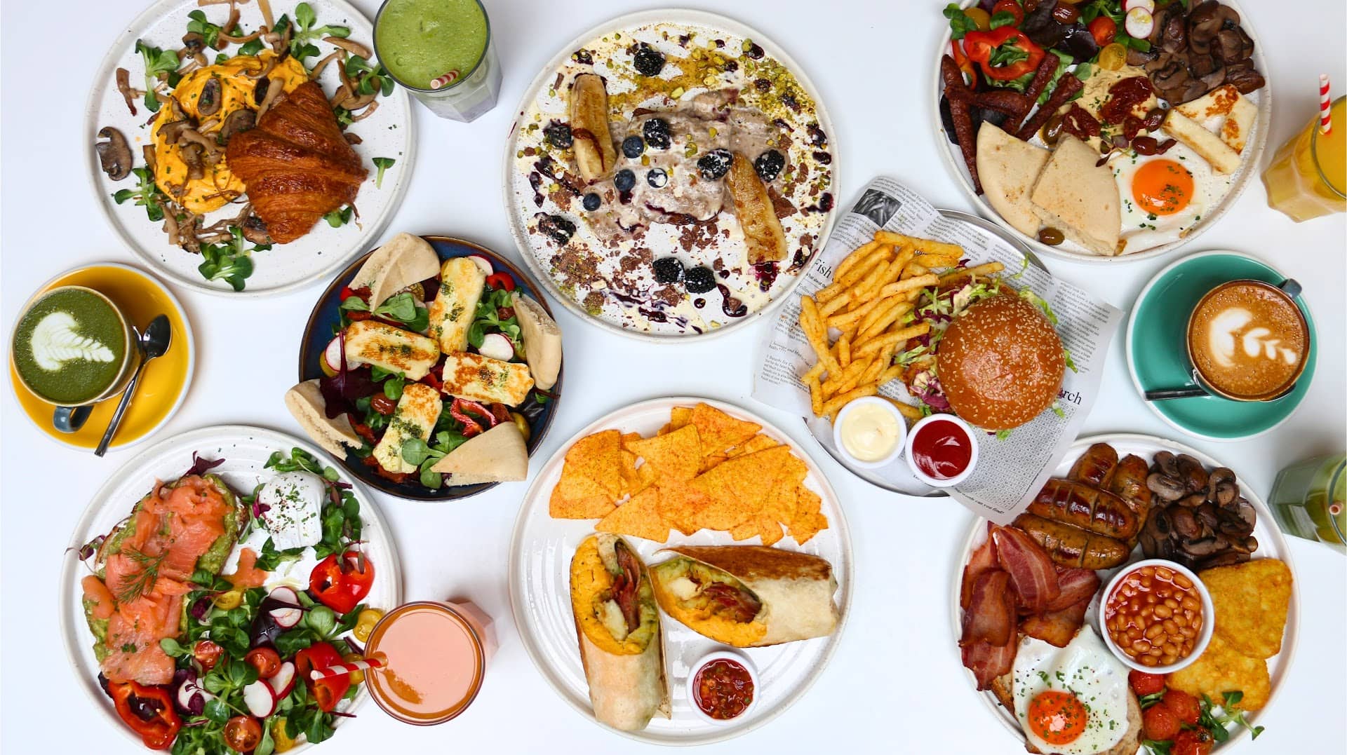Brunch menu spread at Urban Social-Islington, London