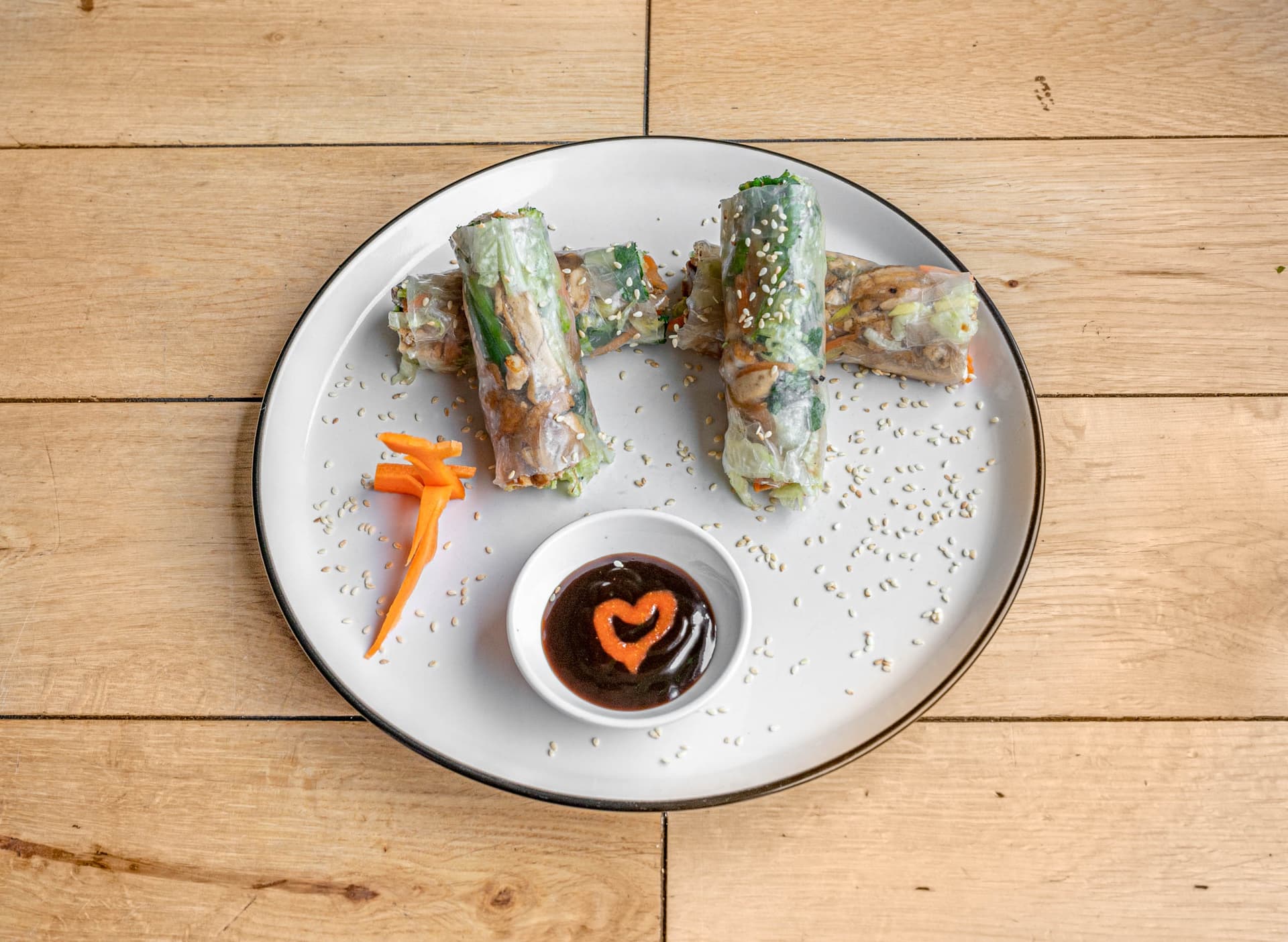 Fresh summer rolls at Sen Viet Vegan Restaurant, London