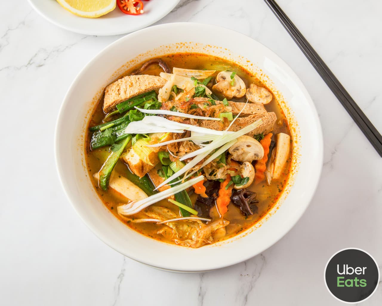 Vegan pho soup at Sen Viet Vegan Restaurant, London