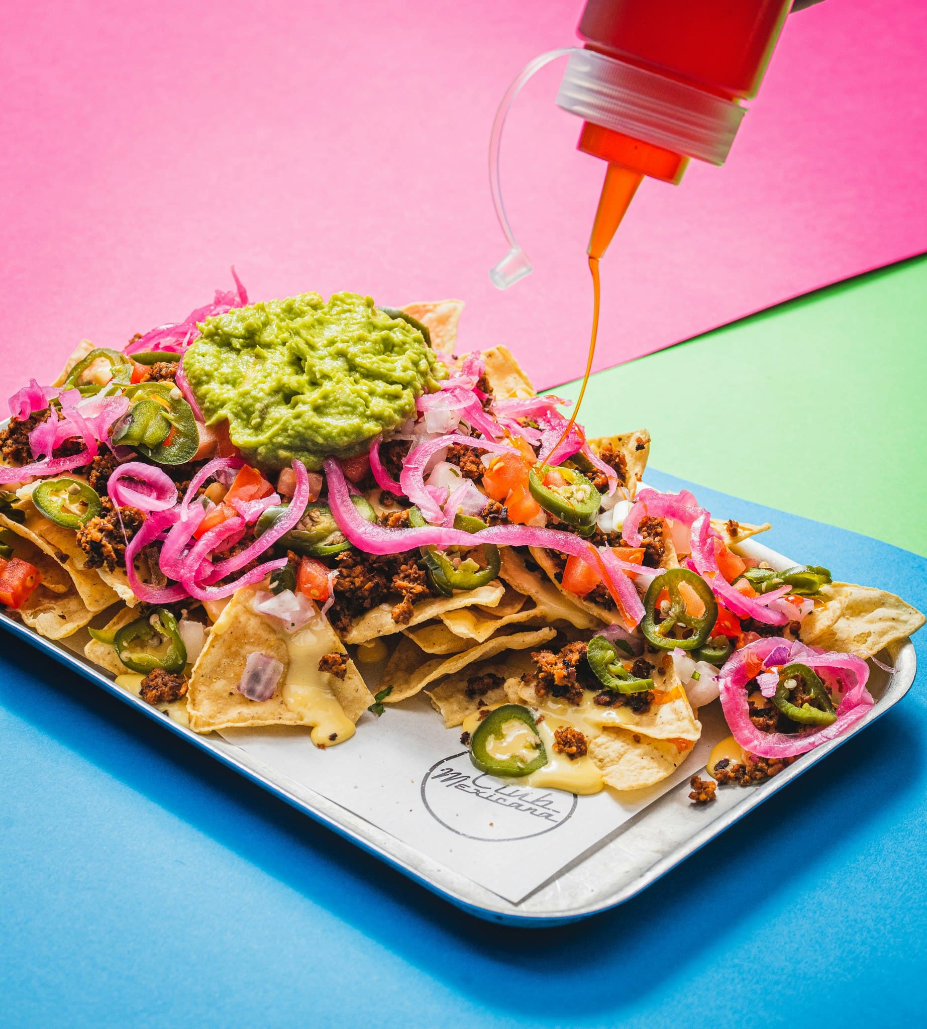 Loaded nachos with guacamole at Club Mexicana, Soho, London