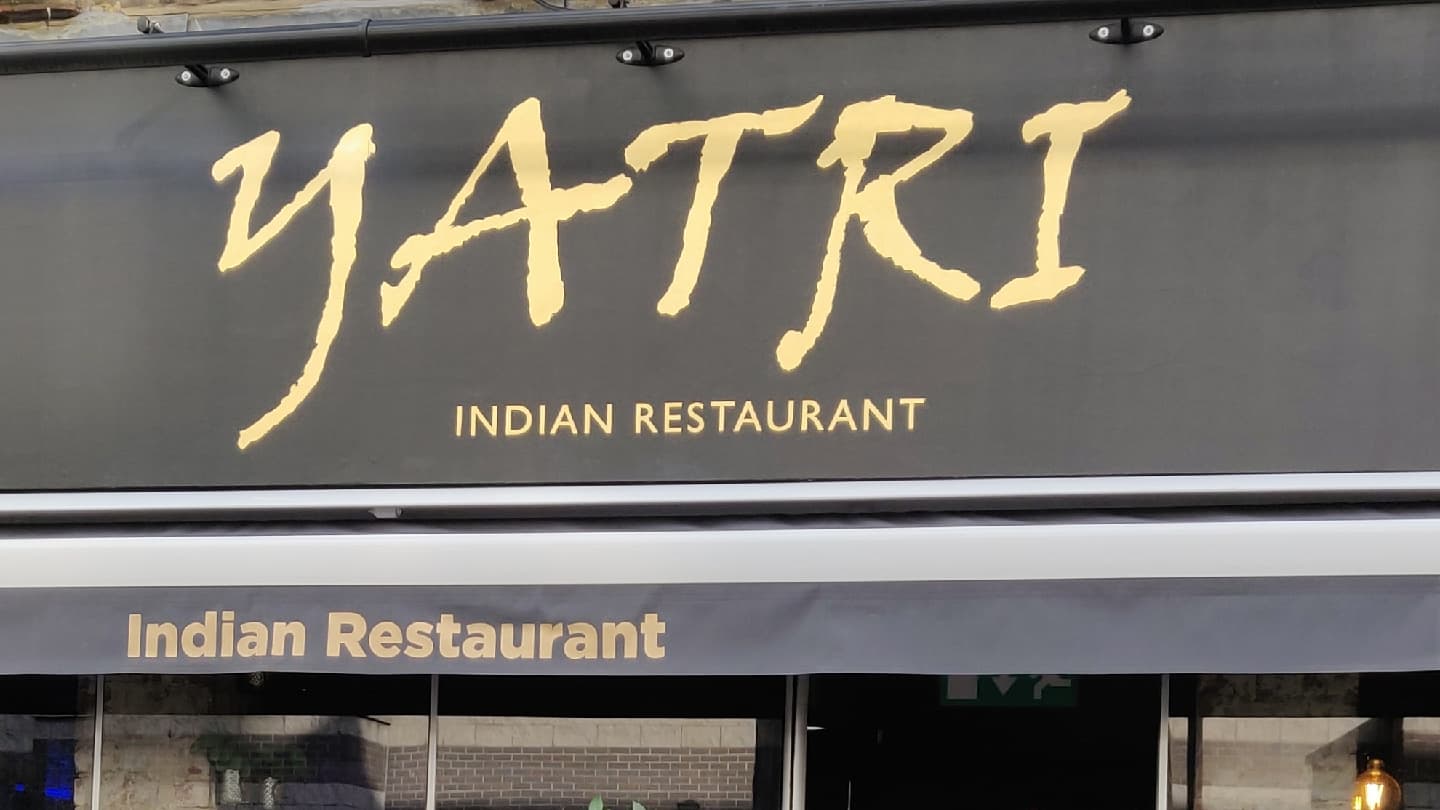 Front signage at Yatri Indian Restaurant, London