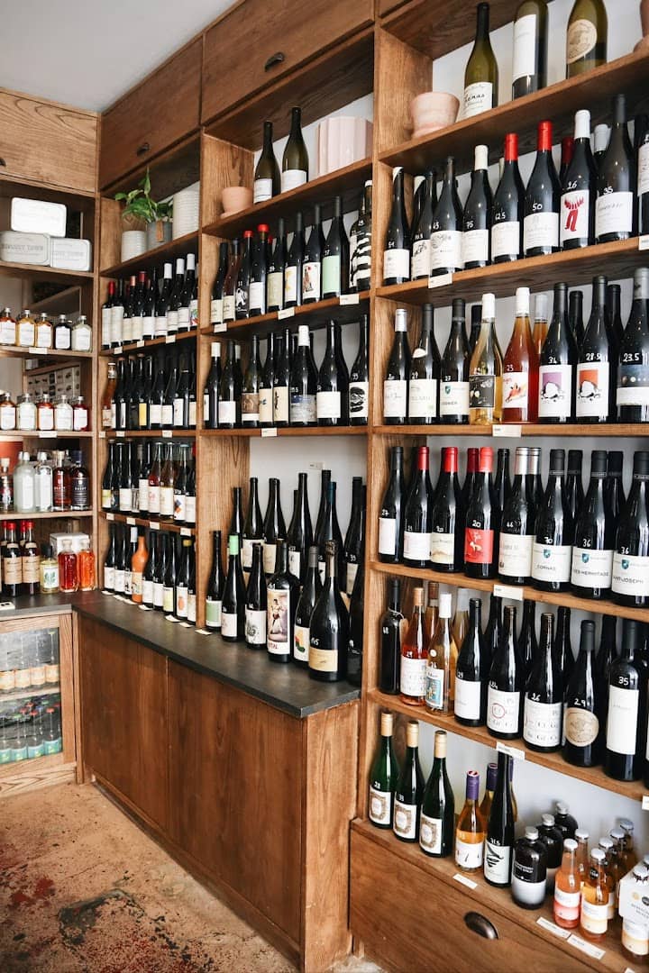 Wine shop shelving at Bermondsey Corner, London