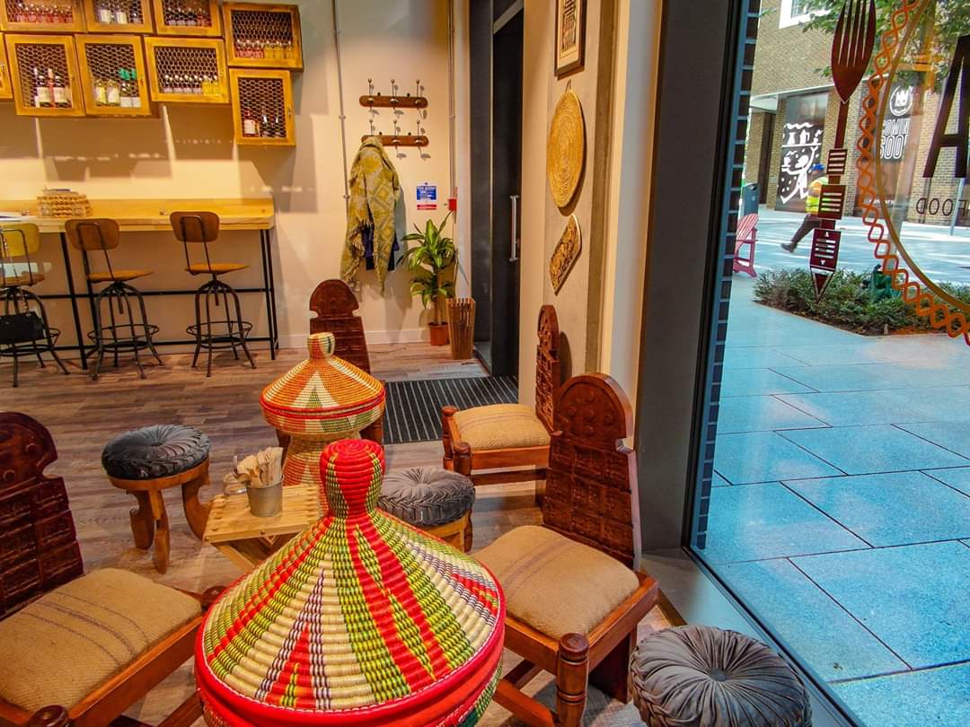 Entrance seating area at Beza Ethiopian Food, London