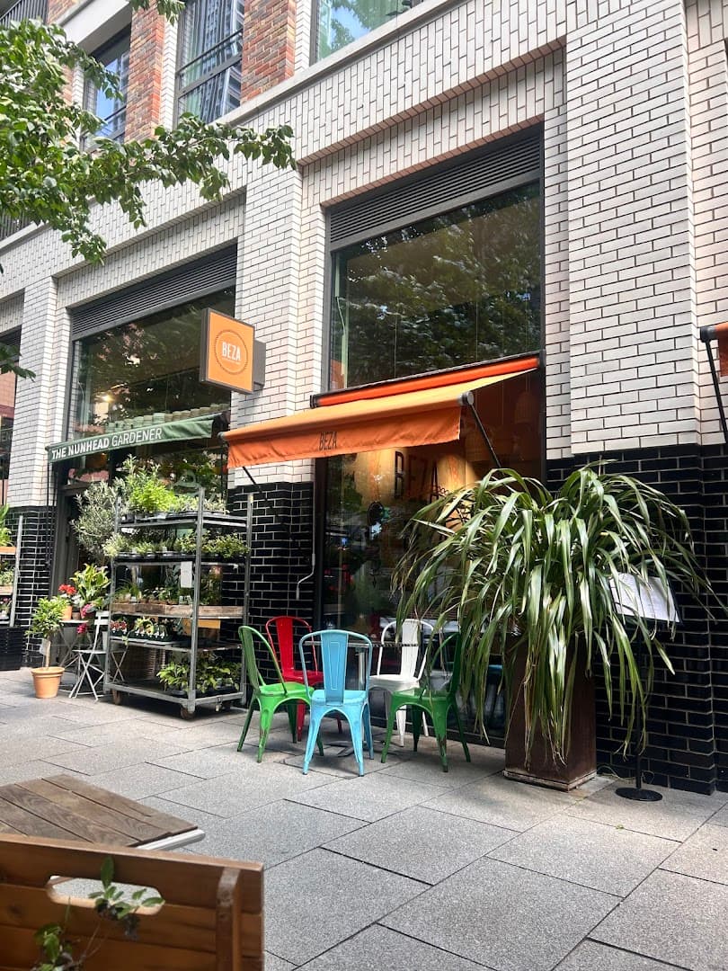 Outdoor seating area at Beza Ethiopian Food, London