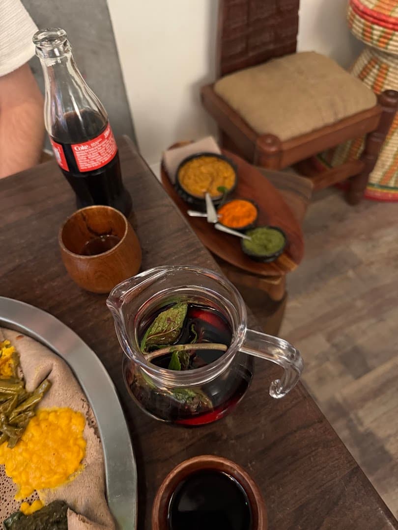 Traditional Ethiopian meal service at Beza Ethiopian Food, London