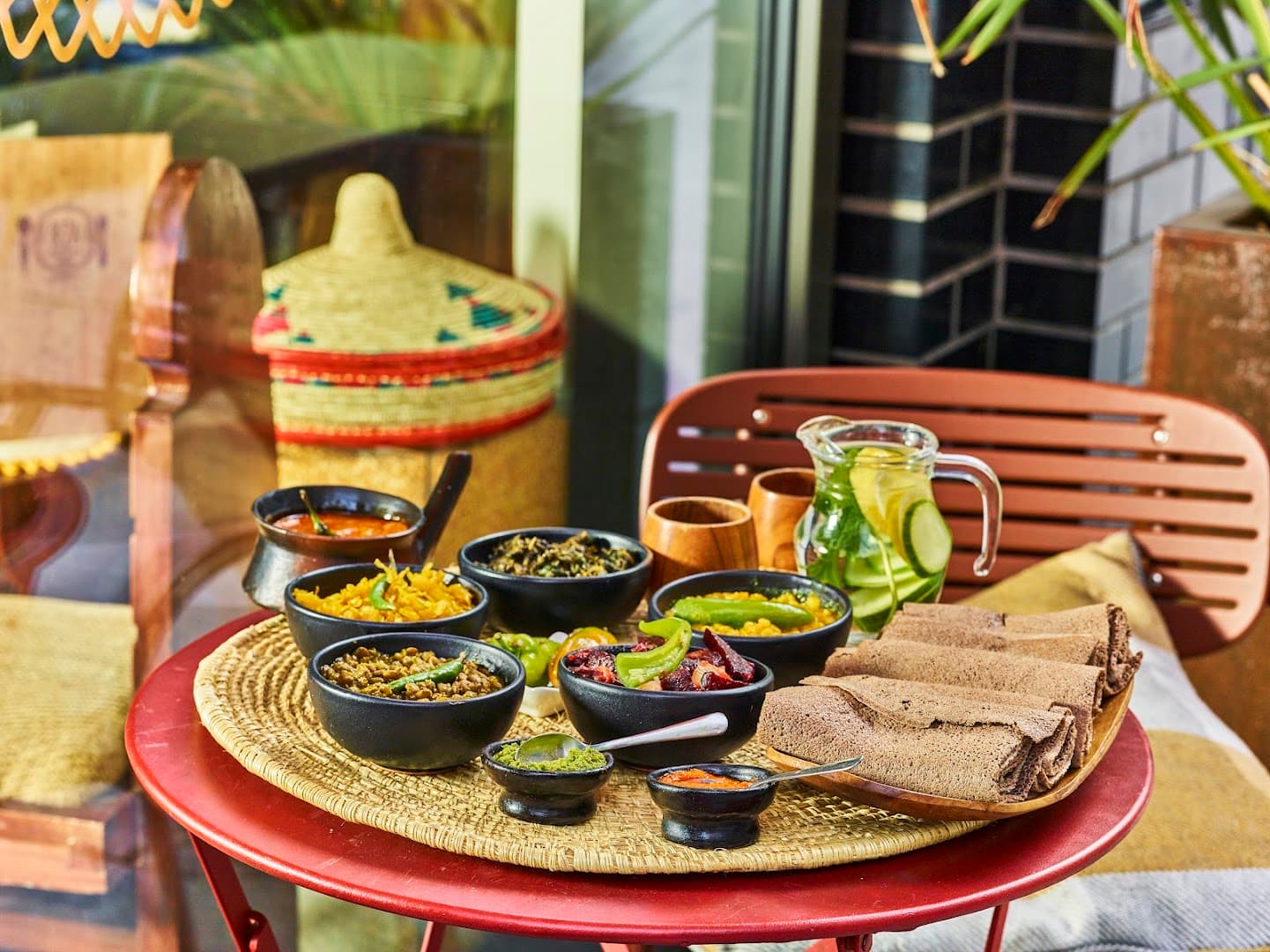 Traditional Ethiopian platter at Beza Ethiopian Food, London