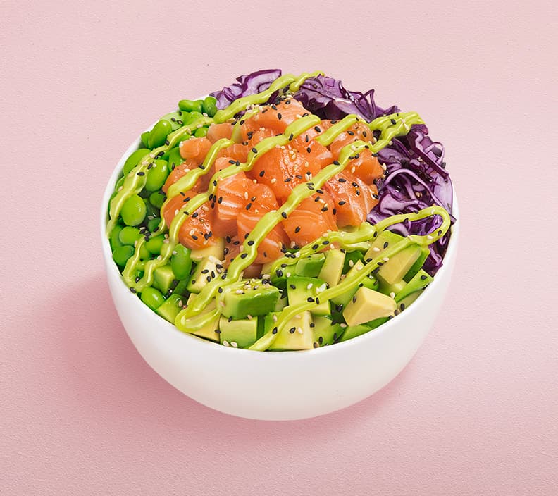 Salmon poke bowl at Poke House, Battersea Power Station, London