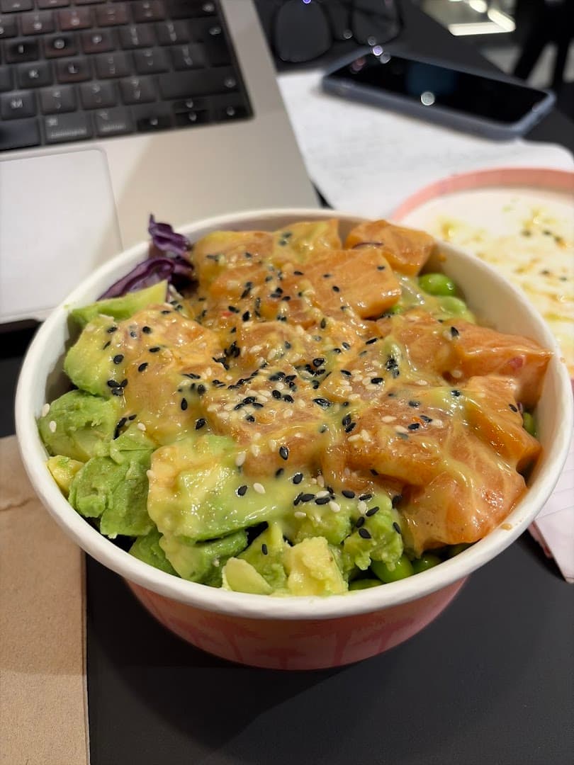 Salmon poke bowl at Poke House, Battersea Power Station, London