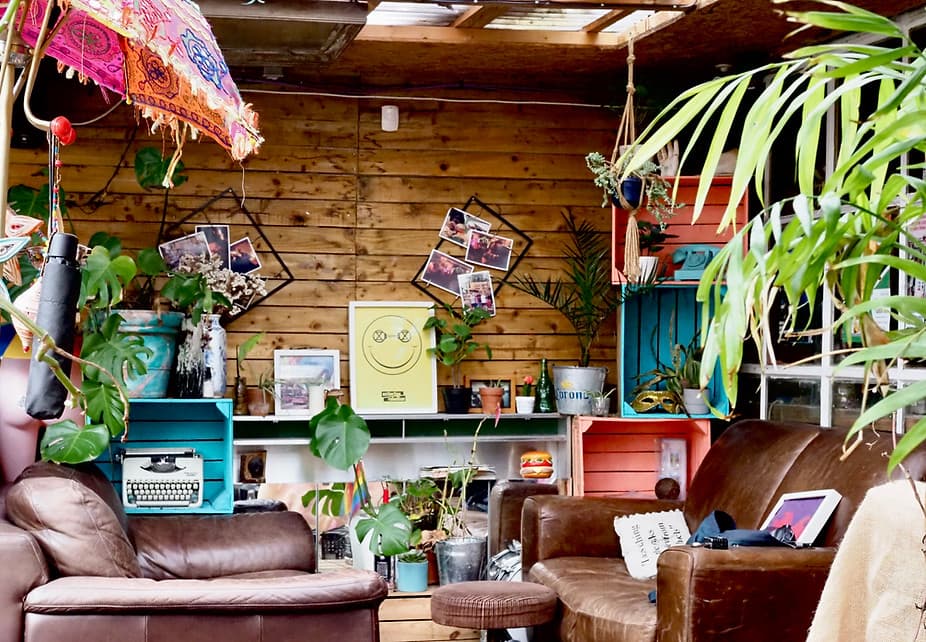 Eclectic lounge area at Love Shack, London