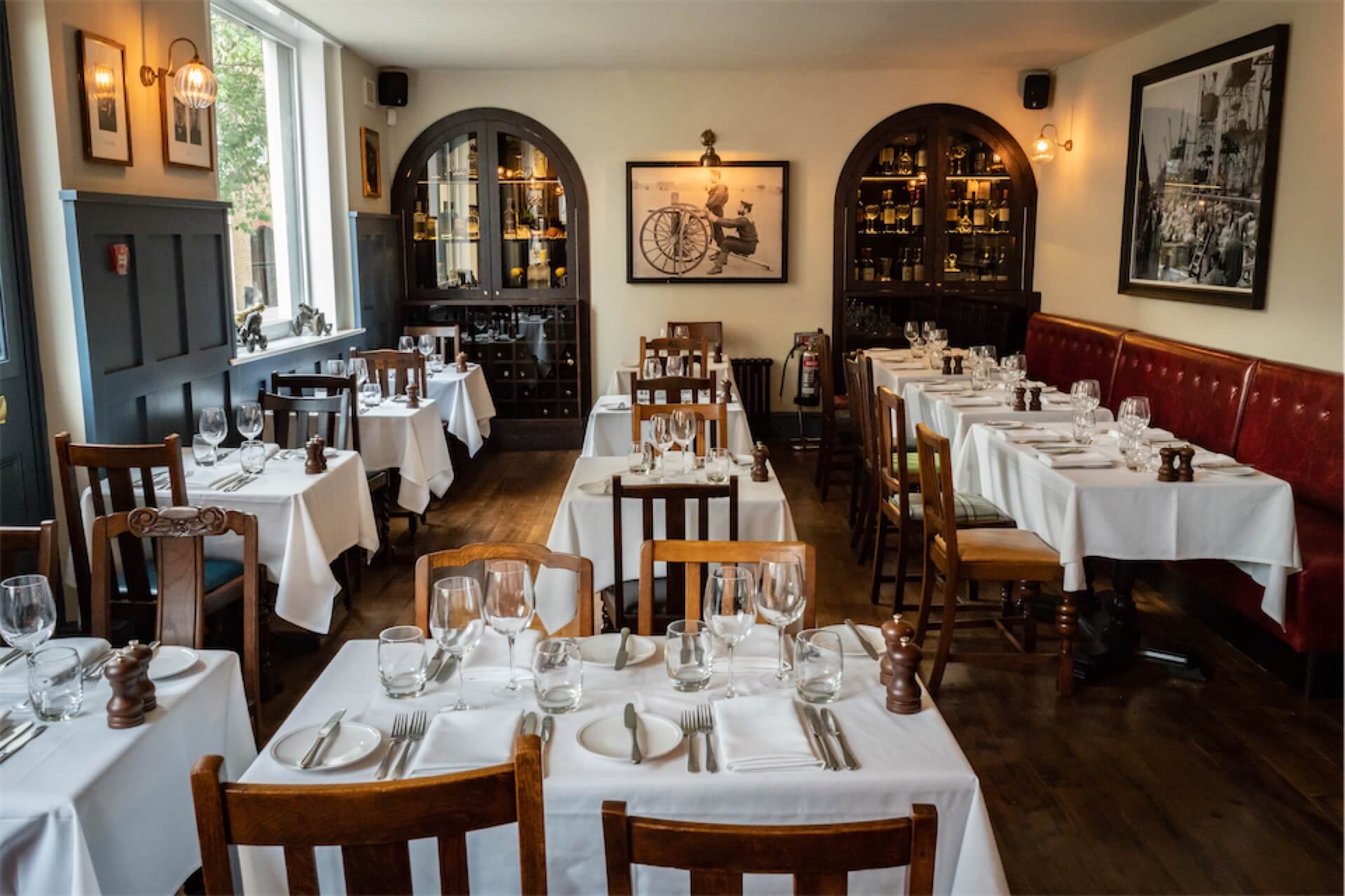 Elegant dining room at The Gun, Docklands, London