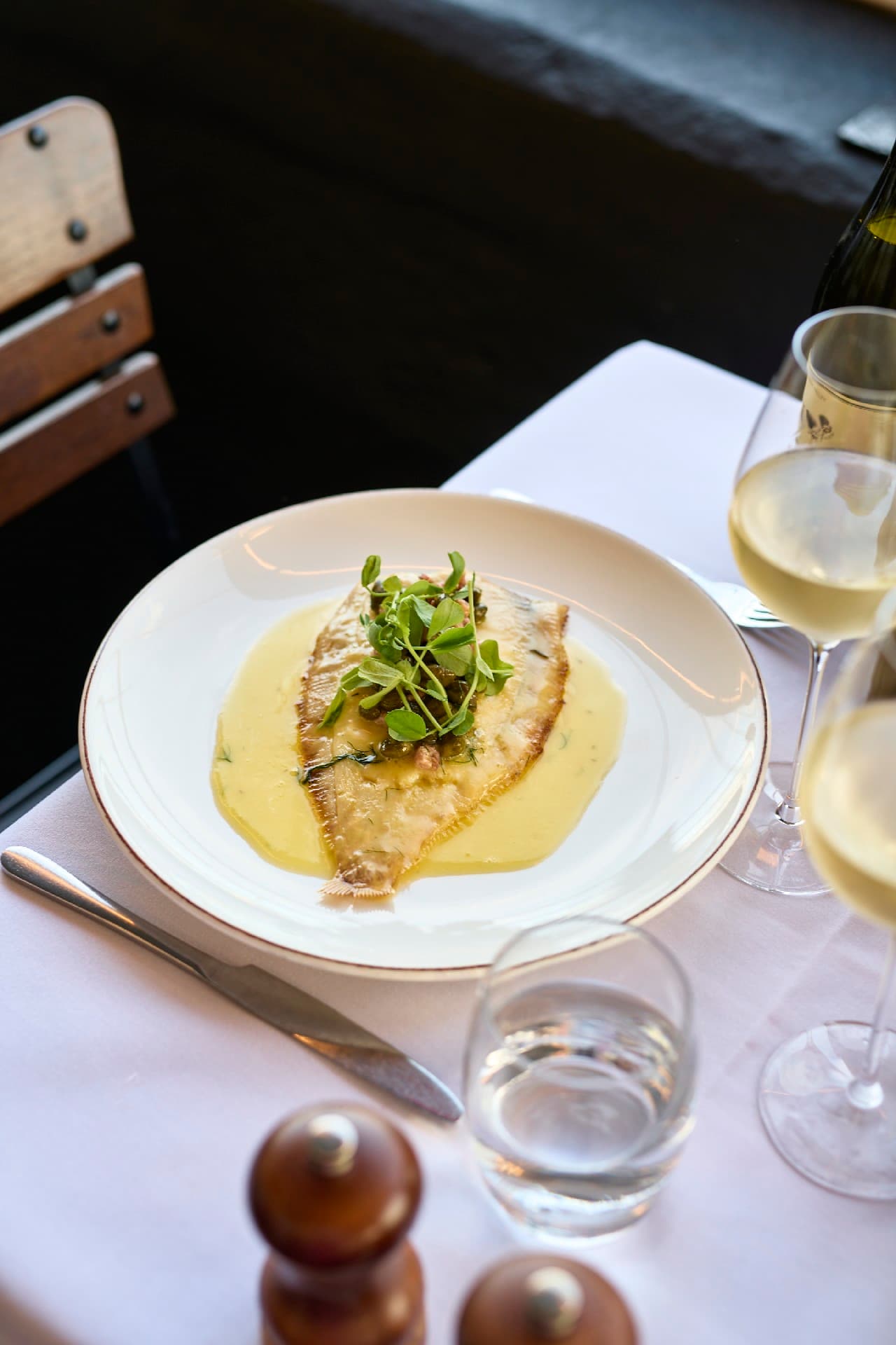 Dover sole meunière at The Gun, Docklands, London