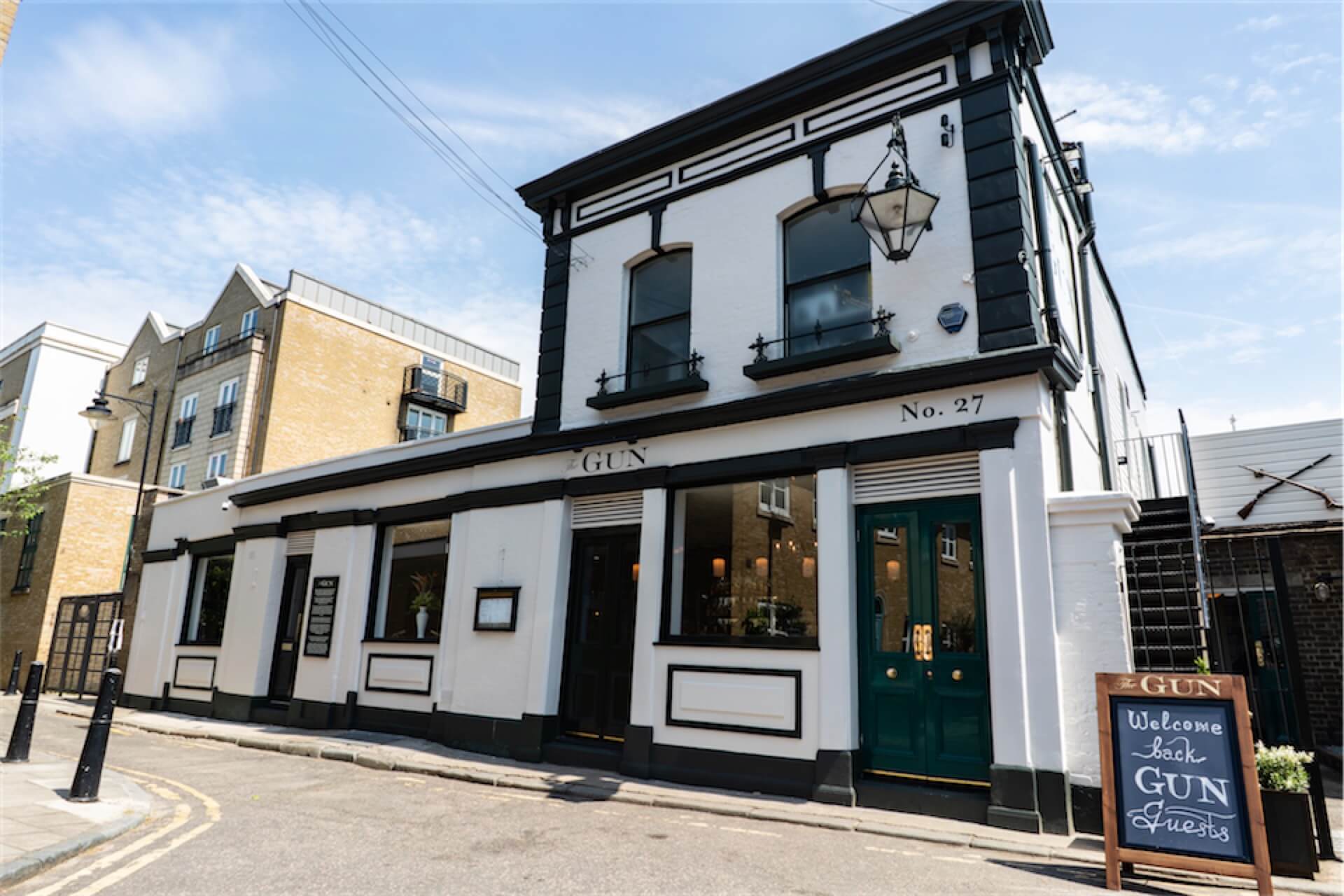Front facade at The Gun, Docklands, London
