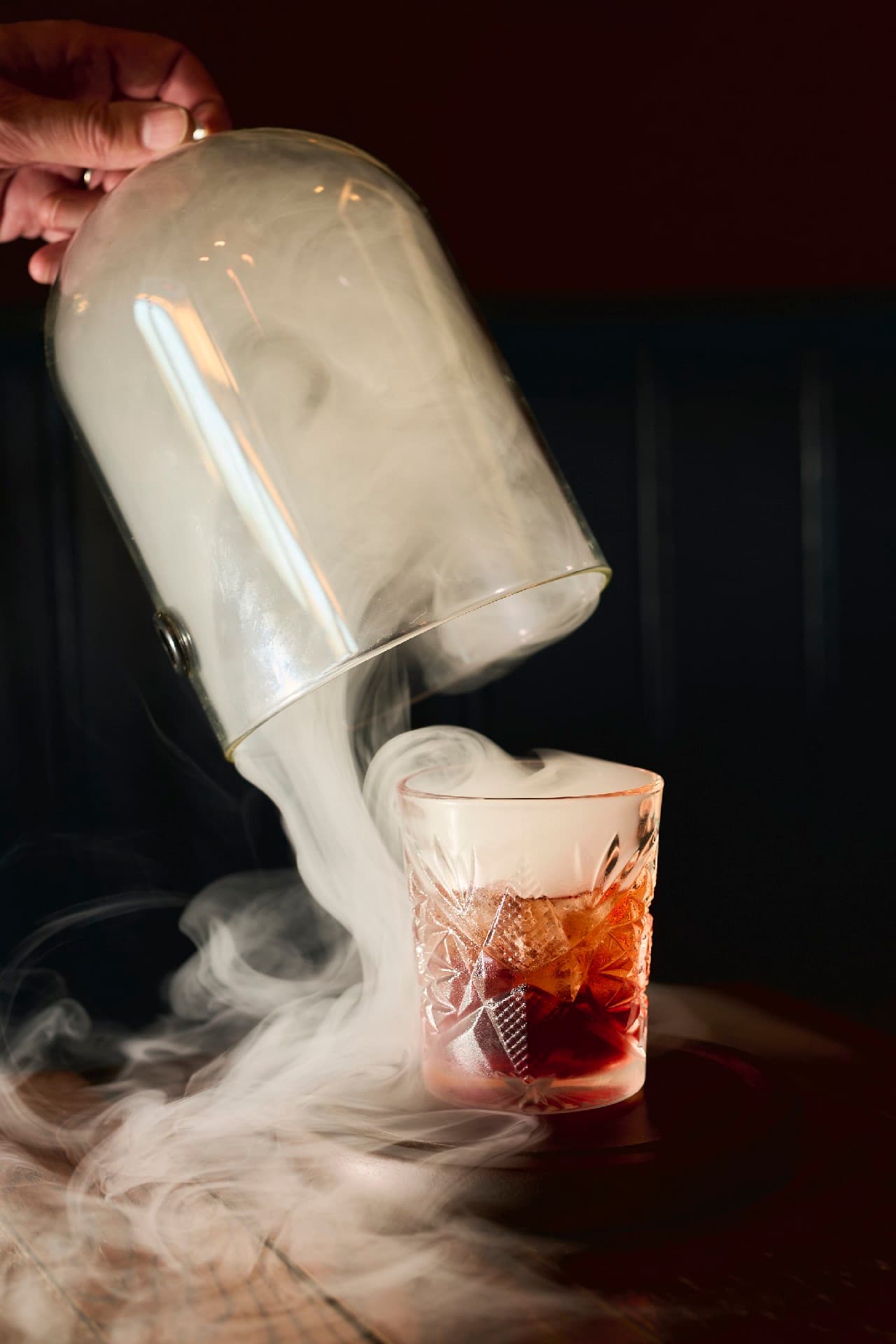 Smoky cocktail service at The Gun, Docklands, London