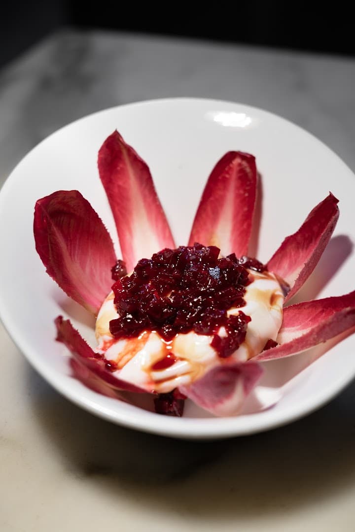 Burrata beetroot dessert at Twist Connubio, London