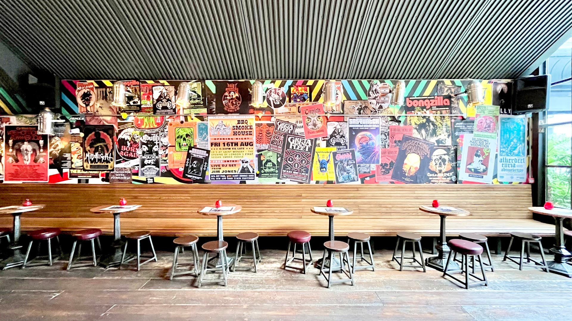 Bar seating area at Saint Monday, London