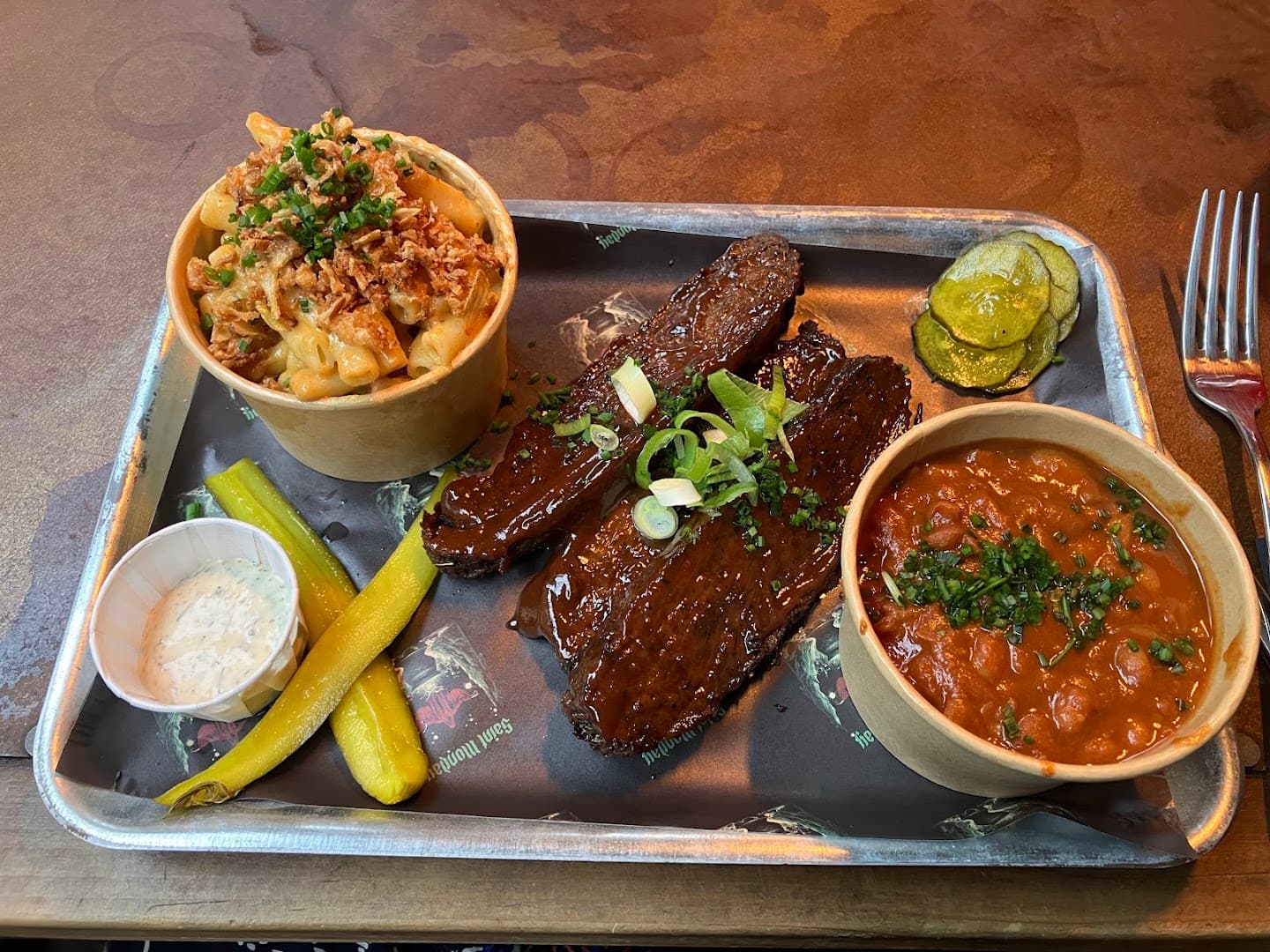 Smoked beef brisket platter at Saint Monday, London