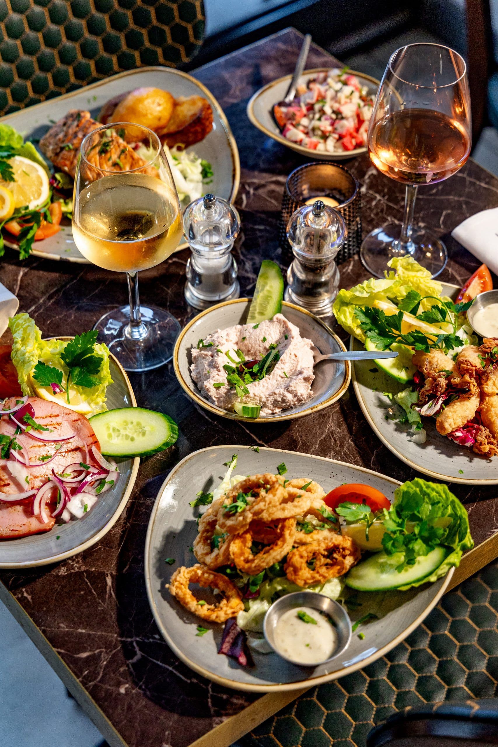 Meze platter spread at Andromeda Greek Restaurant, London