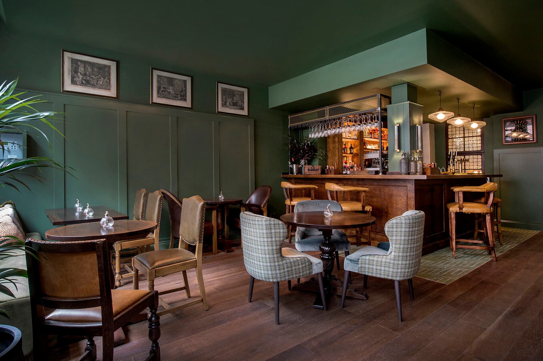 Bar area seating at The Hunter's Moon, London