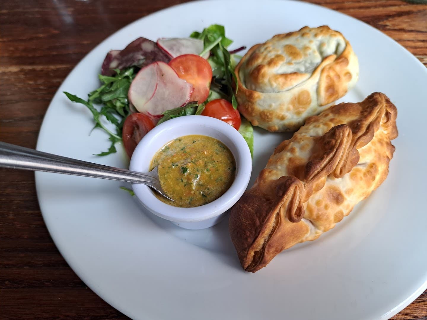 Empanadas with chimichurri at Malevo Tower Bridge, London