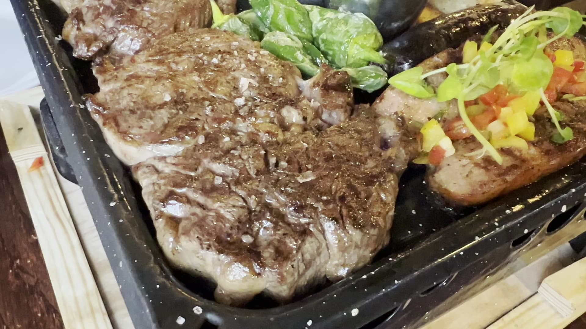 Grilled steak platter at Malevo Tower Bridge, London