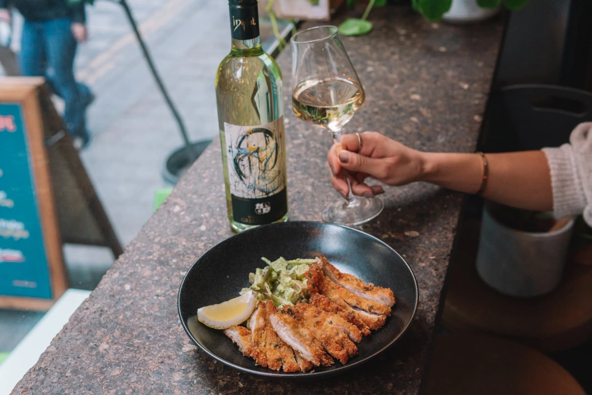 Breaded cutlet with white wine at Humble Grape Islington, London