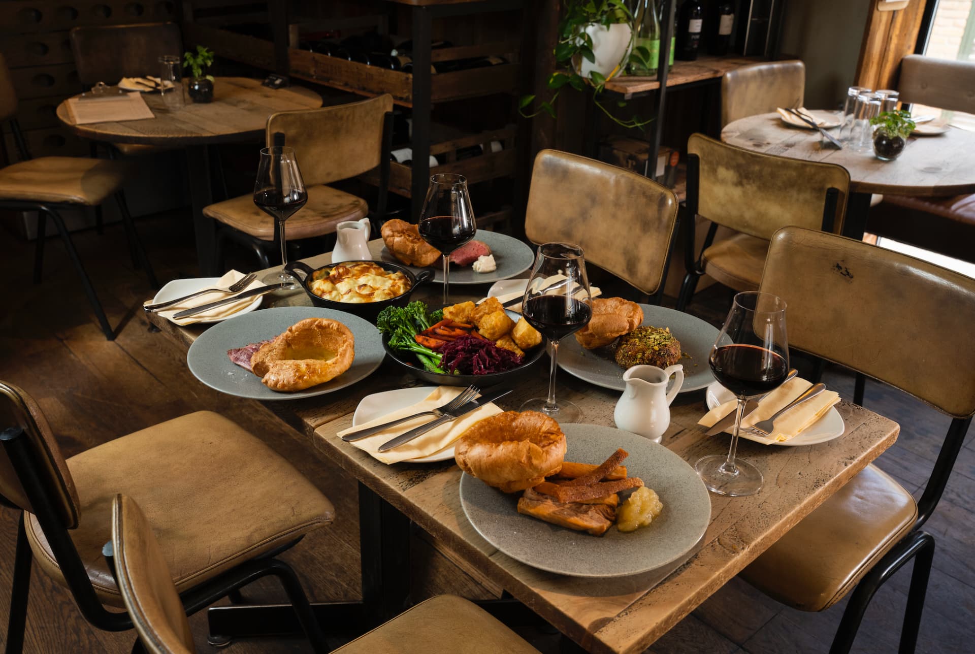Sunday roast table at Humble Grape Islington, London