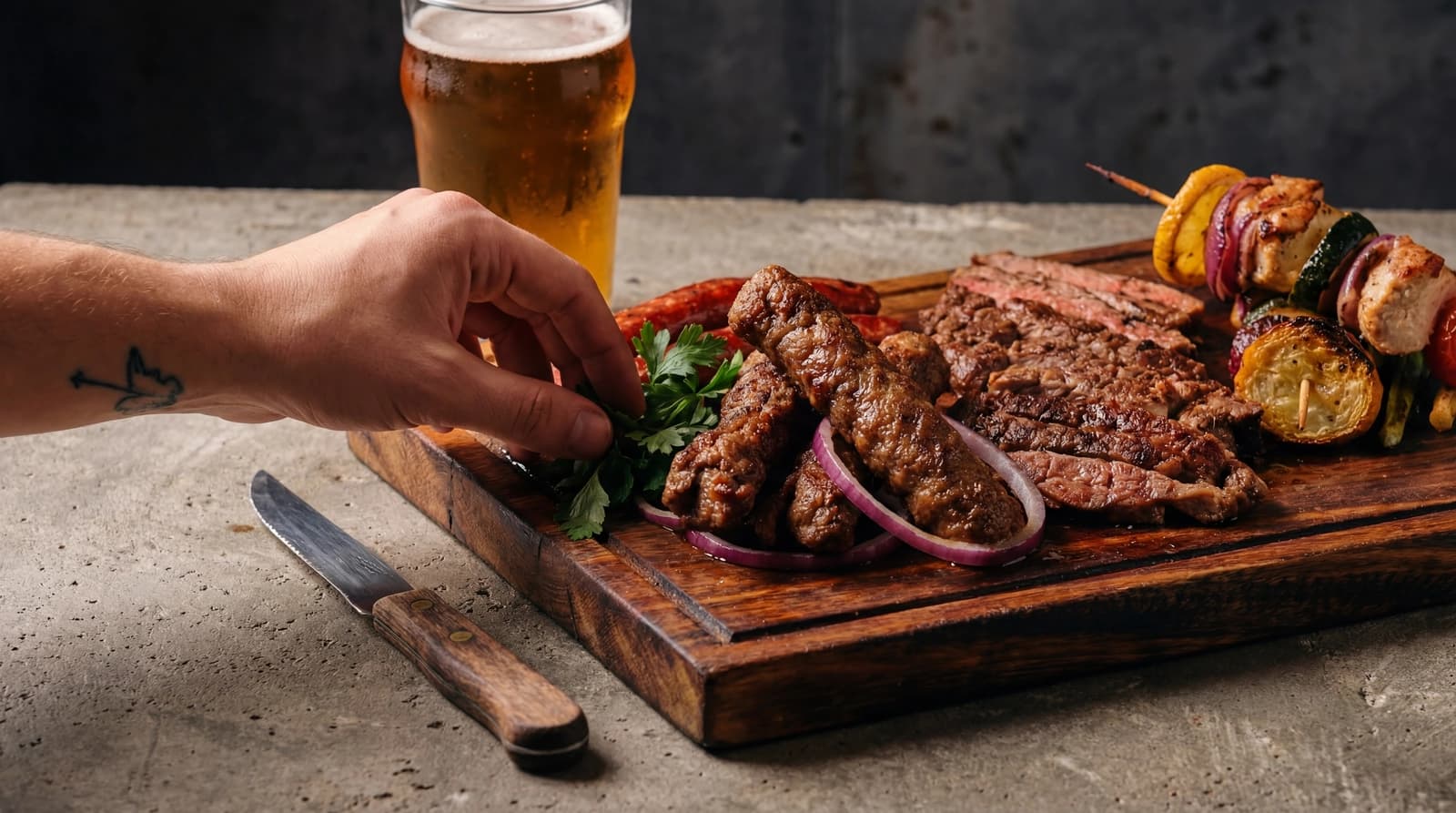 Grilled meat platter at Burnt Umber Brasserie, London
