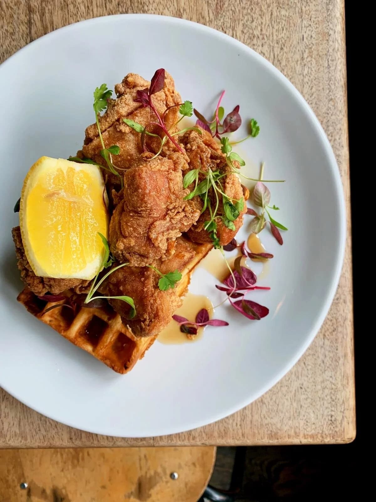 Chicken and waffles at The Gallery, London