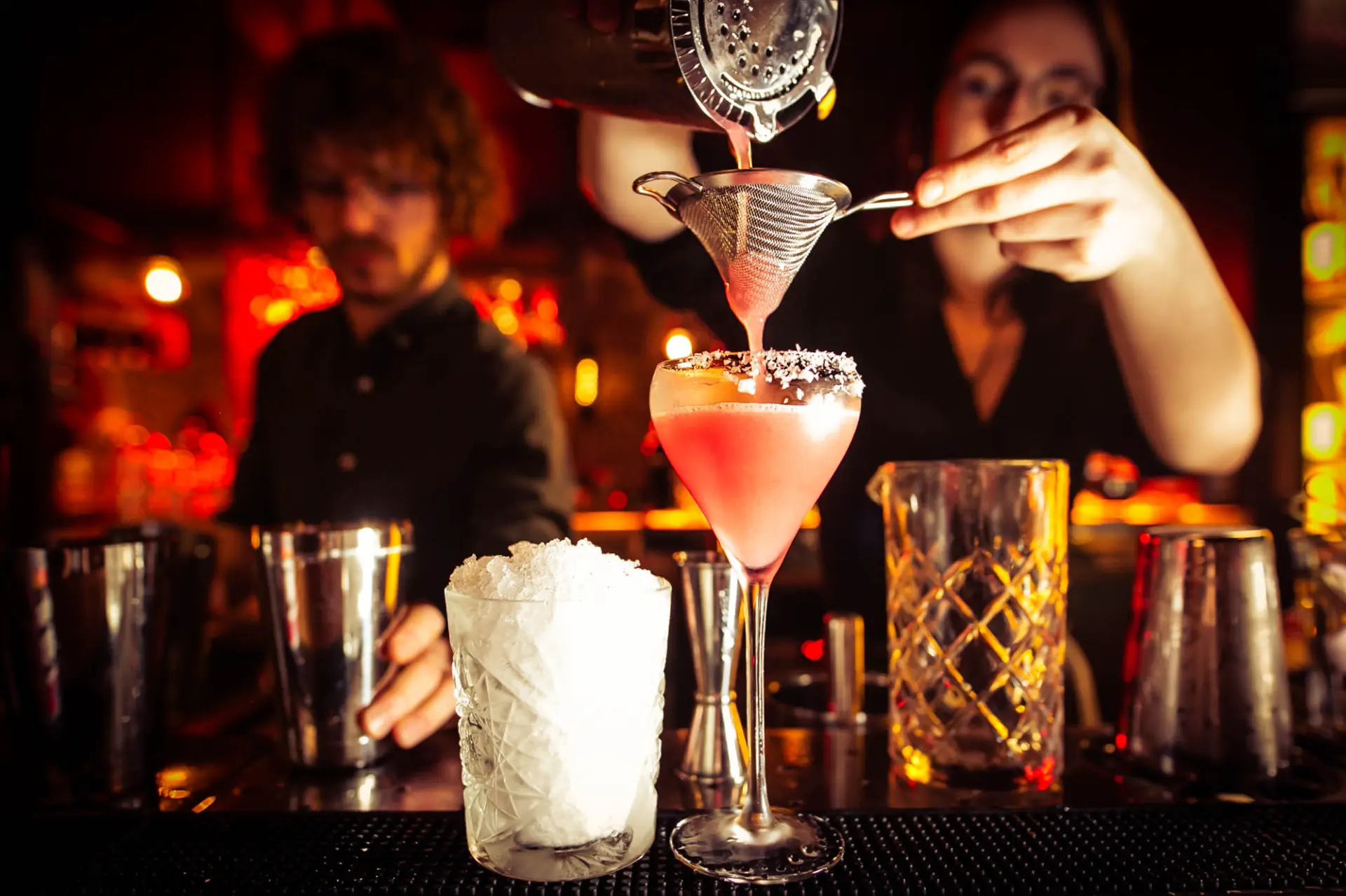 Cocktail bar service at The Horseshoe, Hampstead, London