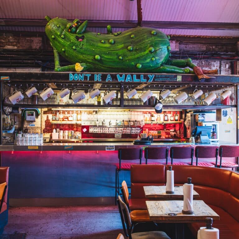 Bar area with giant crocodile sculpture at MEATliquor Bar & Restaurant N1 Angel Islington, London