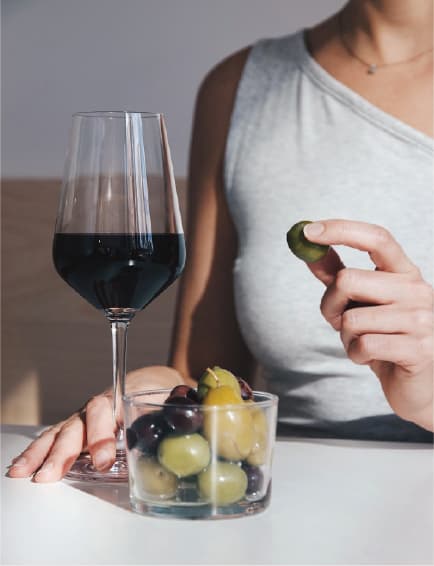 Wine and olives table setting at District - Battersea Park, London