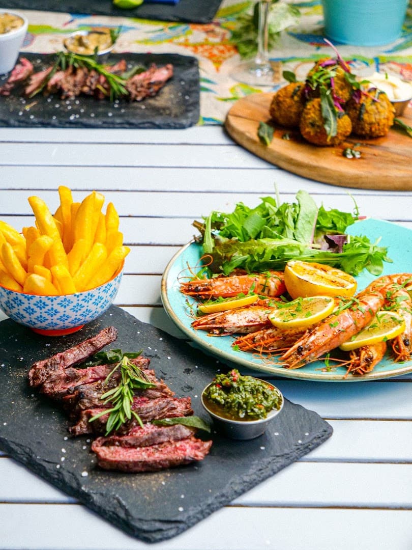 Mixed grill platter spread at The Little Blue Door, London