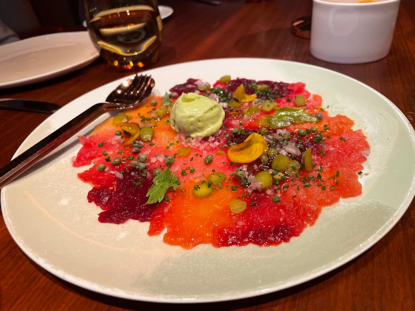 Cured fish carpaccio plate at abc kitchens, London
