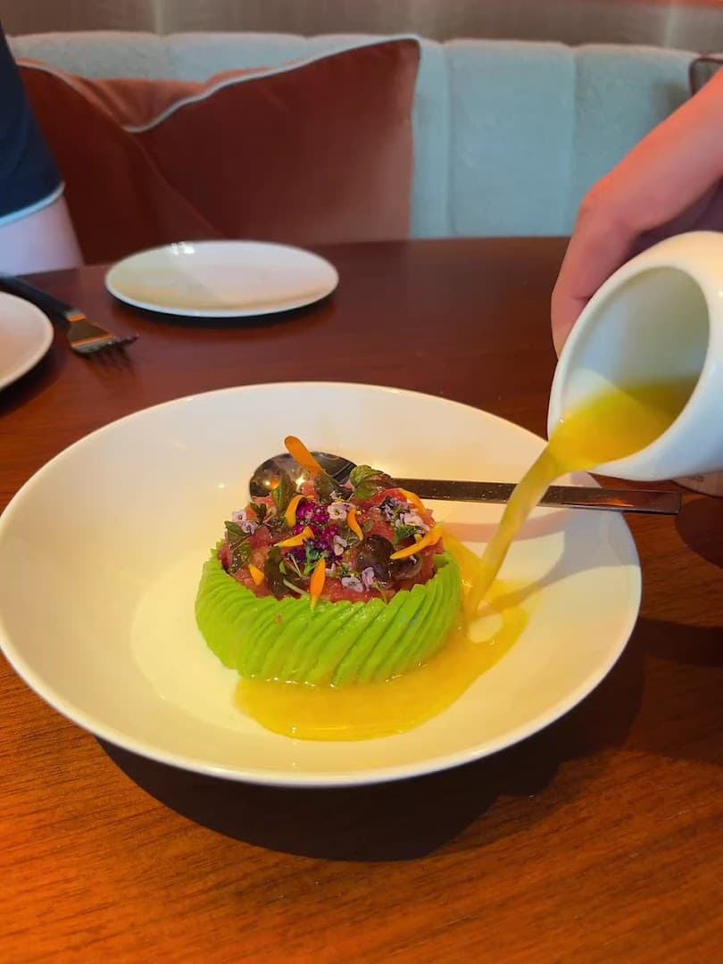 Signature tuna dish with saffron broth at abc kitchens, London