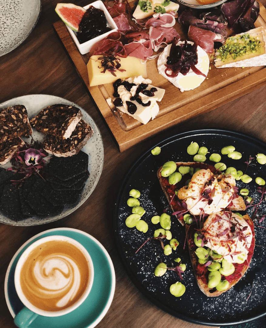 Brunch spread with charcuterie board at Abuelo, London